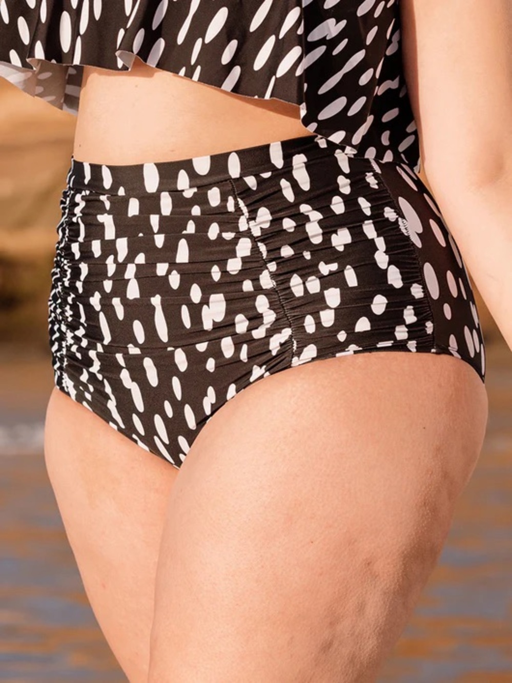 NWT Shapermint High Waisted Control Black & White Dot Ruched Bikini Bottoms 3XL